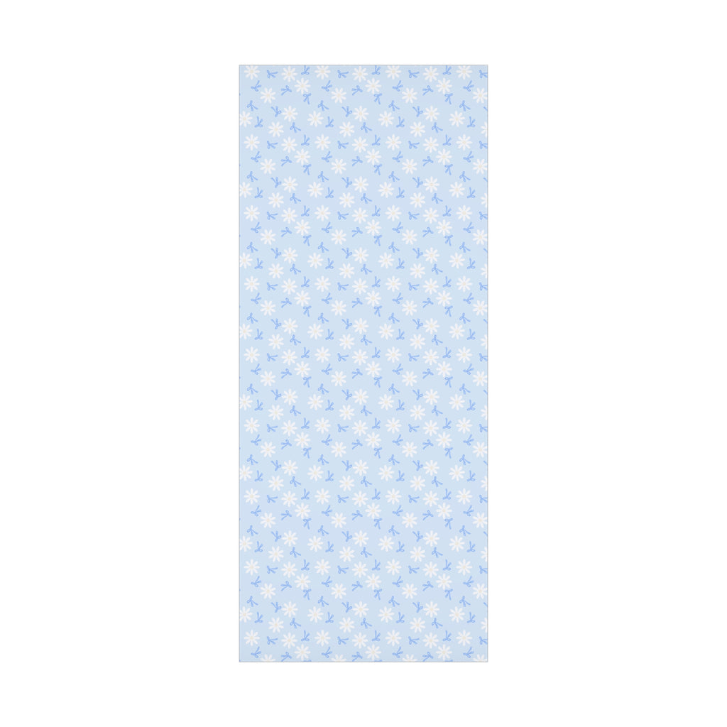 Gift Wrap, Blue Bows and White Daisies, Wrapping Paper Roll, Birthday Wrap, Floral Gift Paper, Packaging Supplies, Christmas Gift Wrapping,