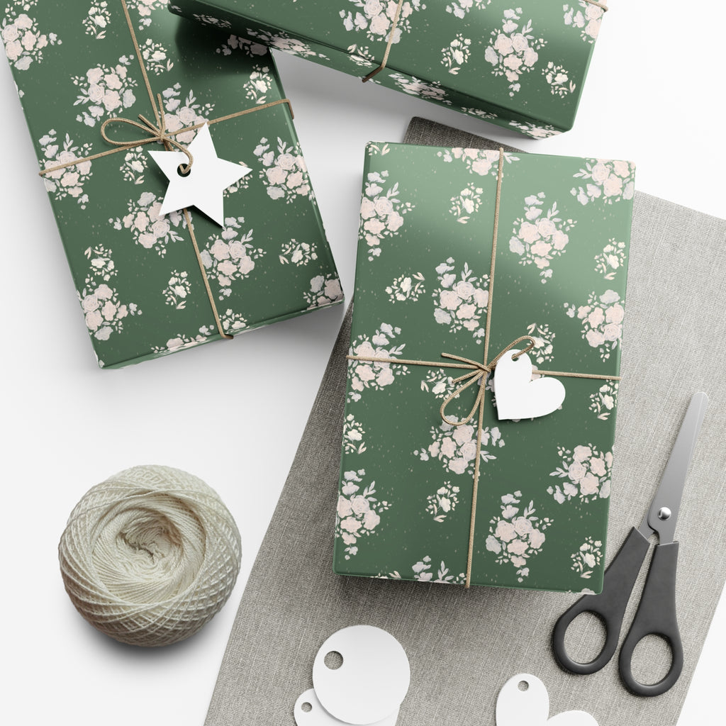 Wrapping Paper Set - Green Floral Design