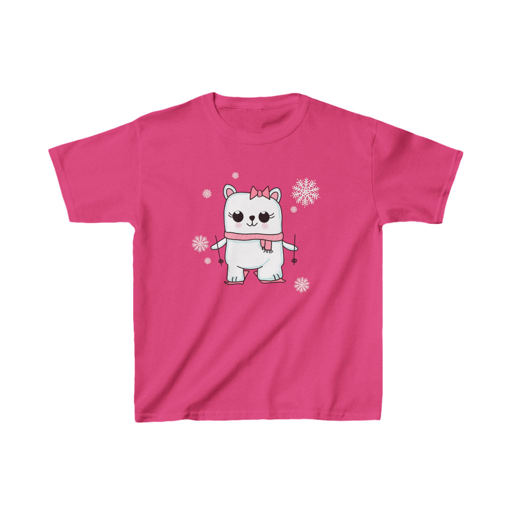 Kids Tee, Winter Polar Bear, Cozy Skiing Snowflakes Shirt, Cute Child T-Shirt, Gift for Kids, Ski Holiday Apparel