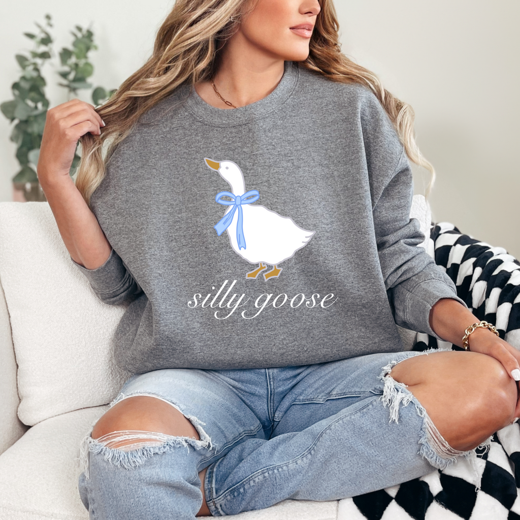 Silly Goose Crewneck Sweatshirt, Vintage Inspired 80s 90s Sweatshirt, Retro Quirky Bird Pullover, Fun Animal Sweater, Goose Sweater