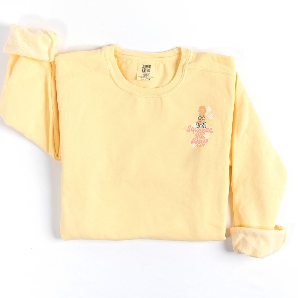 Squeeze the day sweatshirt, Squeeze Juice Bottle Sweatshirt, Millennial Fashion, Unisex Tee, Trendy Pullover