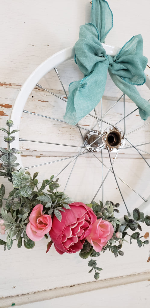 Small Pink Peony Bicycle Wreath