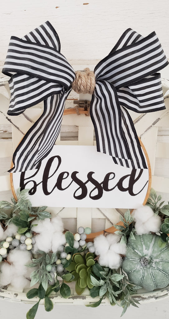 'Blessed' Fall Tobacco Basket Wreath