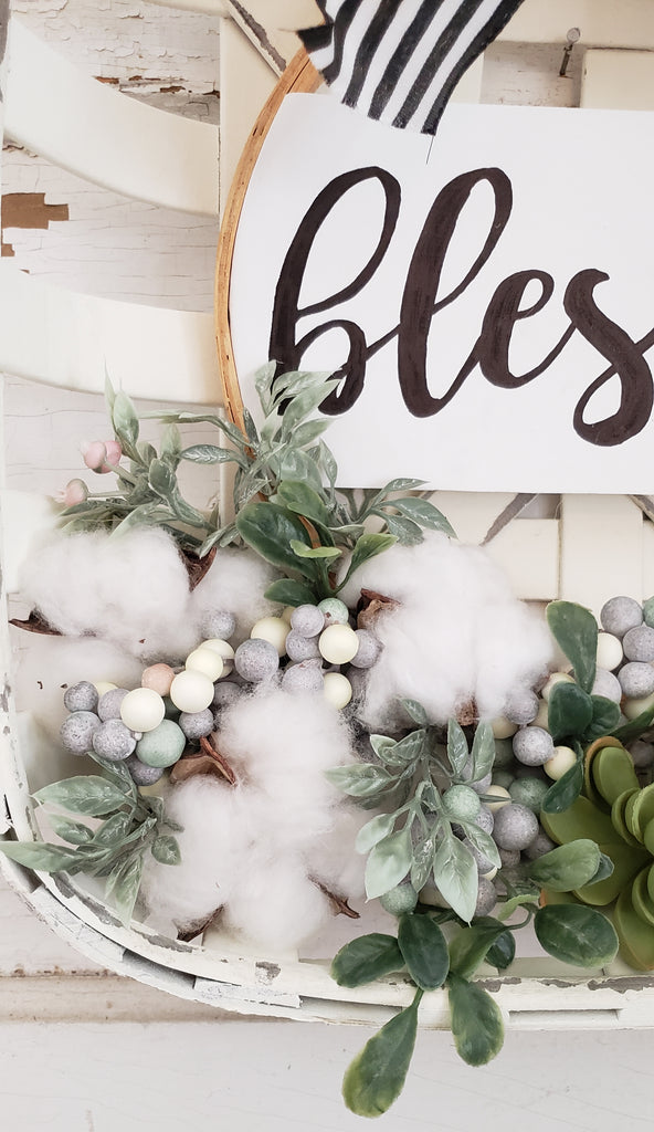'Blessed' Fall Tobacco Basket Wreath