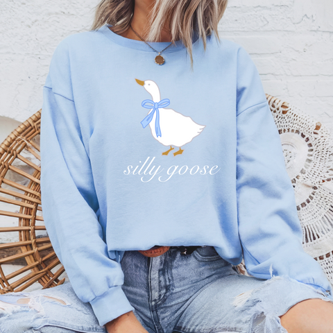 Silly Goose Crewneck Sweatshirt, Vintage Inspired 80s 90s Sweatshirt, Retro Quirky Bird Pullover, Fun Animal Sweater, Goose Sweater